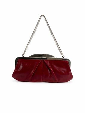 HOBO International HAYLEY Cardinal
Red Leather Clutch Wallet Bag Silver Frame